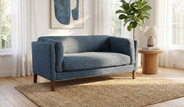 English Elm Modern Chenille Loveseat Compact Two-Seat Sofa with Removable Cushion for Living Rooms Blue W2901P463477