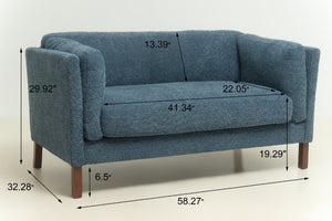 English Elm Modern Chenille Loveseat Compact Two-Seat Sofa with Removable Cushion for Living Rooms Blue W2901P463477