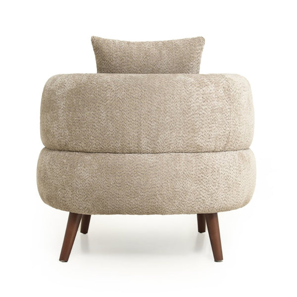 English Elm Nordic Chenille Bucket Chair with Ottoman and Pillow Cozy Lounge Seating for Living Room Camel W2901P514980