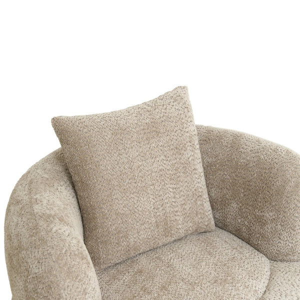 English Elm Nordic Chenille Bucket Chair with Ottoman and Pillow Cozy Lounge Seating for Living Room Camel W2901P514980