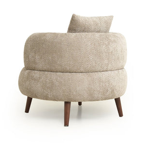 English Elm Nordic Chenille Bucket Chair with Ottoman and Pillow Cozy Lounge Seating for Living Room Camel W2901P514980