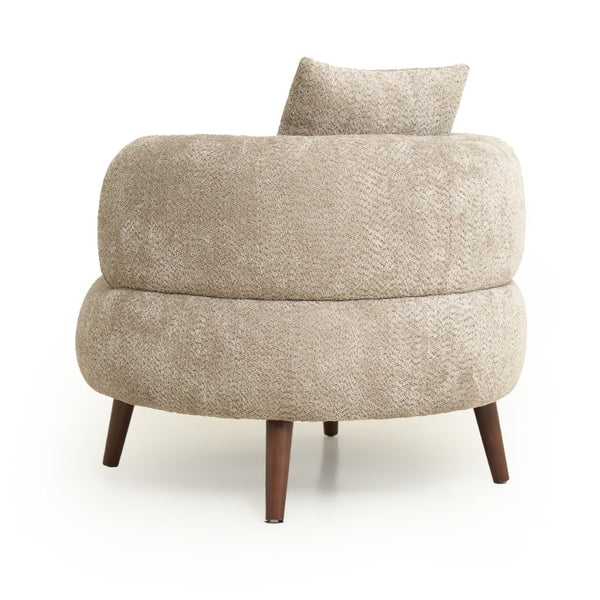 English Elm Nordic Chenille Bucket Chair with Ottoman and Pillow Cozy Lounge Seating for Living Room Camel W2901P514980
