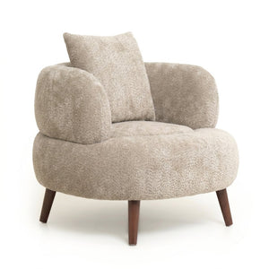English Elm Nordic Chenille Bucket Chair with Ottoman and Pillow Cozy Lounge Seating for Living Room Camel W2901P514980