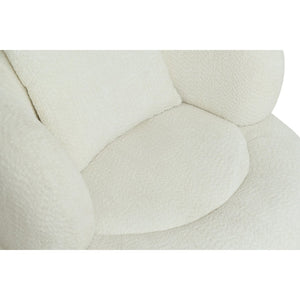 English Elm Nordic Chenille Bucket Chair with Ottoman and Pillow Cozy Lounge Seating for Living Room Antique White W2901P514981