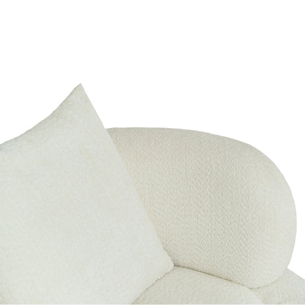 English Elm Nordic Chenille Bucket Chair with Ottoman and Pillow Cozy Lounge Seating for Living Room Antique White W2901P514981