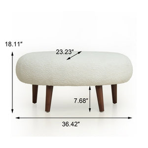 English Elm Nordic Chenille Bucket Chair with Ottoman and Pillow Cozy Lounge Seating for Living Room Antique White W2901P514981