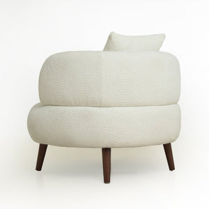 English Elm Nordic Chenille Bucket Chair with Ottoman and Pillow Cozy Lounge Seating for Living Room Antique White W2901P514981