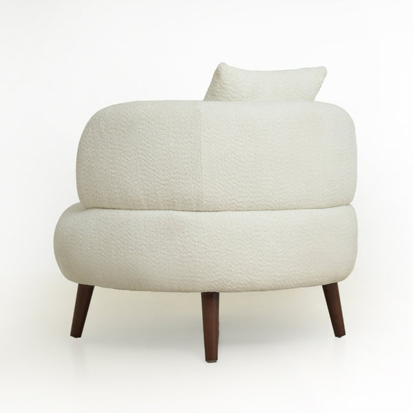 English Elm Nordic Chenille Bucket Chair with Ottoman and Pillow Cozy Lounge Seating for Living Room Antique White W2901P514981