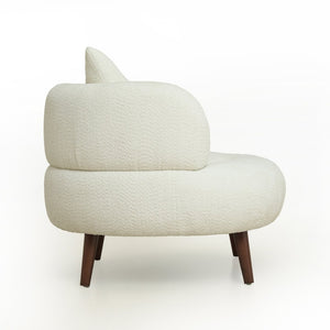 English Elm Nordic Chenille Bucket Chair with Ottoman and Pillow Cozy Lounge Seating for Living Room Antique White W2901P514981
