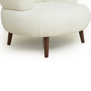 English Elm Nordic Chenille Bucket Chair with Ottoman and Pillow Cozy Lounge Seating for Living Room Antique White W2901P514981