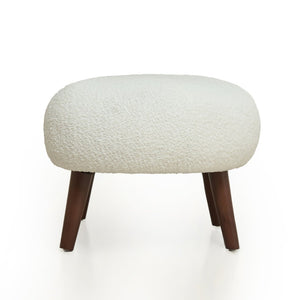 English Elm Nordic Chenille Bucket Chair with Ottoman and Pillow Cozy Lounge Seating for Living Room Antique White W2901P514981