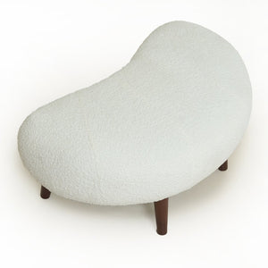 English Elm Nordic Chenille Bucket Chair with Ottoman and Pillow Cozy Lounge Seating for Living Room Antique White W2901P514981