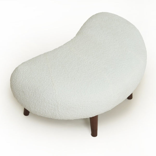 English Elm Nordic Chenille Bucket Chair with Ottoman and Pillow Cozy Lounge Seating for Living Room Antique White W2901P514981