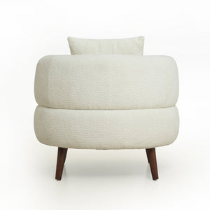English Elm Nordic Chenille Bucket Chair with Ottoman and Pillow Cozy Lounge Seating for Living Room Antique White W2901P514981