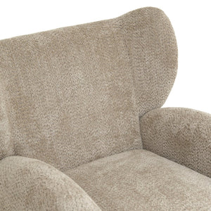 English Elm Nordic Chenille Accent Chair Curved Reclining Design for Reading Nook or Study Lounge Camel W2901P517650
