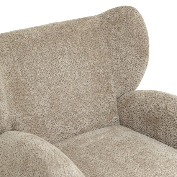 English Elm Nordic Chenille Accent Chair Curved Reclining Design for Reading Nook or Study Lounge Camel W2901P517650