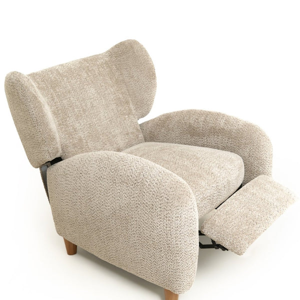 English Elm Nordic Chenille Accent Chair Curved Reclining Design for Reading Nook or Study Lounge Camel W2901P517650