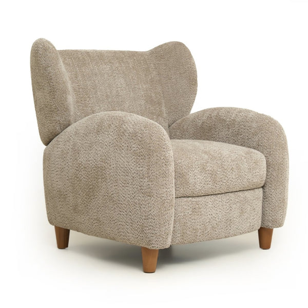 English Elm Nordic Chenille Accent Chair Curved Reclining Design for Reading Nook or Study Lounge Camel W2901P517650