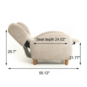 English Elm Nordic Chenille Accent Chair Curved Reclining Design for Reading Nook or Study Lounge Camel W2901P517650