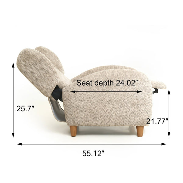 English Elm Nordic Chenille Accent Chair Curved Reclining Design for Reading Nook or Study Lounge Camel W2901P517650