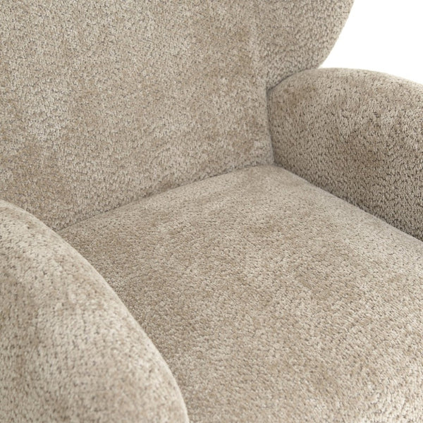 English Elm Nordic Chenille Accent Chair Curved Reclining Design for Reading Nook or Study Lounge Camel W2901P517650
