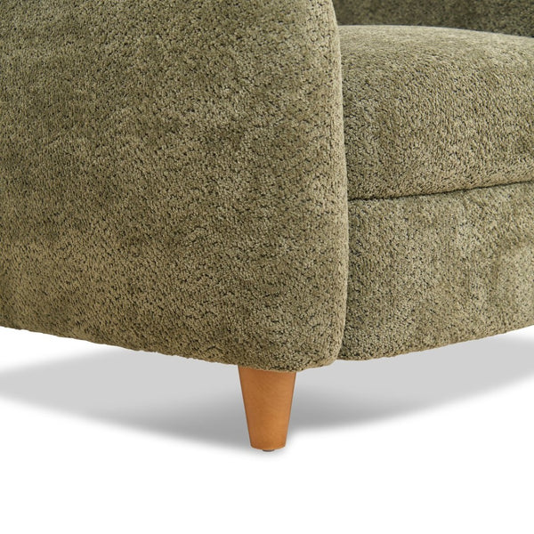 English Elm Nordic Chenille Accent Chair Curved Reclining Design for Reading Nook or Study Lounge Olive Green W2901P517651