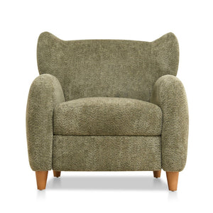 English Elm Nordic Chenille Accent Chair Curved Reclining Design for Reading Nook or Study Lounge Olive Green W2901P517651