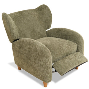 English Elm Nordic Chenille Accent Chair Curved Reclining Design for Reading Nook or Study Lounge Olive Green W2901P517651