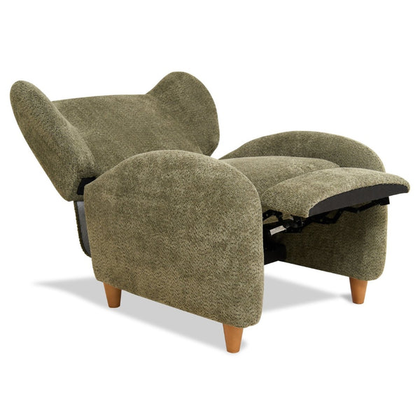 English Elm Nordic Chenille Accent Chair Curved Reclining Design for Reading Nook or Study Lounge Olive Green W2901P517651