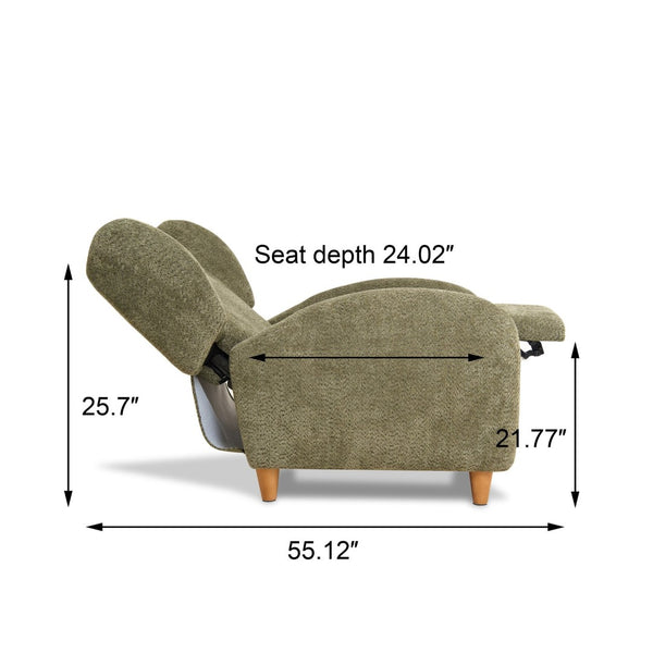 English Elm Nordic Chenille Accent Chair Curved Reclining Design for Reading Nook or Study Lounge Olive Green W2901P517651