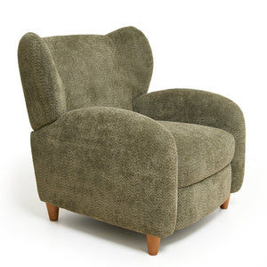 English Elm Nordic Chenille Accent Chair Curved Reclining Design for Reading Nook or Study Lounge Olive Green W2901P517651