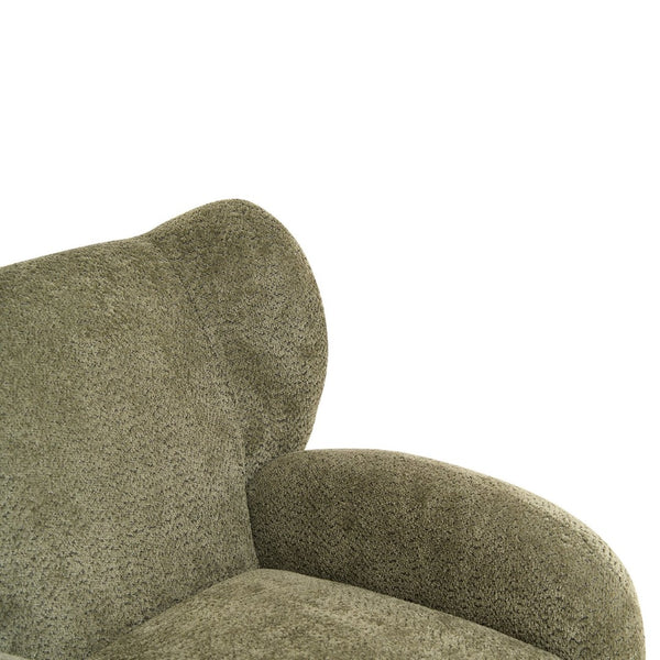 English Elm Nordic Chenille Accent Chair Curved Reclining Design for Reading Nook or Study Lounge Olive Green W2901P517651