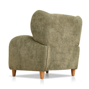 English Elm Nordic Chenille Accent Chair Curved Reclining Design for Reading Nook or Study Lounge Olive Green W2901P517651