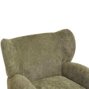 English Elm Nordic Chenille Accent Chair Curved Reclining Design for Reading Nook or Study Lounge Olive Green W2901P517651