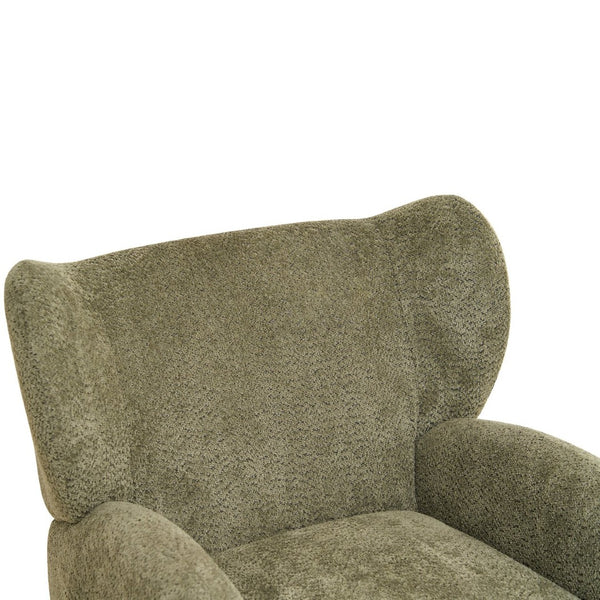 English Elm Nordic Chenille Accent Chair Curved Reclining Design for Reading Nook or Study Lounge Olive Green W2901P517651