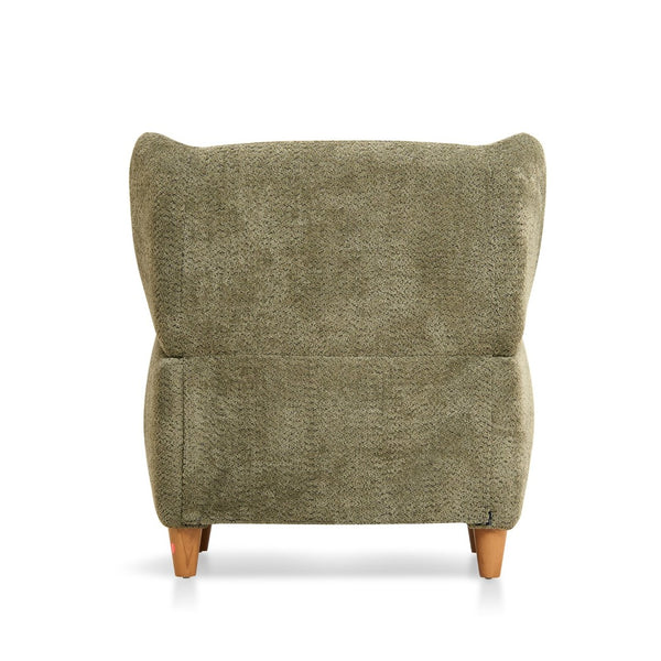 English Elm Nordic Chenille Accent Chair Curved Reclining Design for Reading Nook or Study Lounge Olive Green W2901P517651