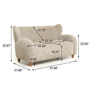 English Elm Nordic Curved Loveseat Chenille Upholstered Sculptural Sofa for Living Room Leisure Seating Camel W2901P517652