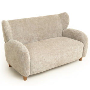 English Elm Nordic Curved Loveseat Chenille Upholstered Sculptural Sofa for Living Room Leisure Seating Camel W2901P517652