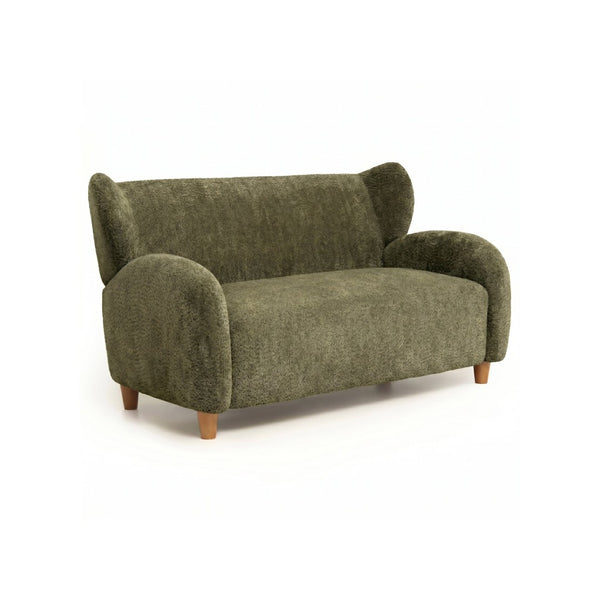 English Elm Nordic Curved Loveseat Chenille Upholstered Sculptural Sofa for Living Room Leisure Seating Olive Green W2901P517653