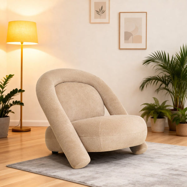 English Elm Lounge Club Chair Armless Velvet Upholstered Accent Seat for Reading Nooks and Home Offices Beige Coffee W2901P517655