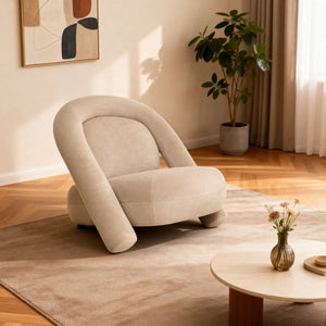 English Elm Lounge Club Chair Armless Velvet Upholstered Accent Seat for Reading Nooks and Home Offices Beige Coffee W2901P517655