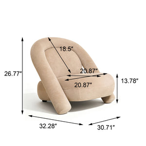 English Elm Lounge Club Chair Armless Velvet Upholstered Accent Seat for Reading Nooks and Home Offices Beige Coffee W2901P517655
