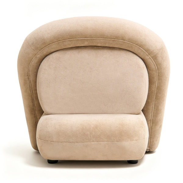 English Elm Lounge Club Chair Armless Velvet Upholstered Accent Seat for Reading Nooks and Home Offices Beige Coffee W2901P517655