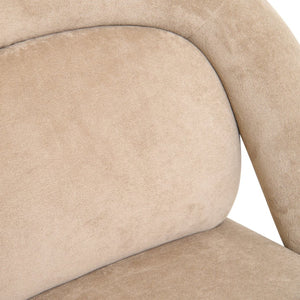 English Elm Lounge Club Chair Armless Velvet Upholstered Accent Seat for Reading Nooks and Home Offices Beige Coffee W2901P517655