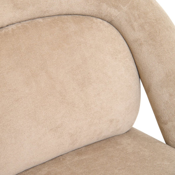 English Elm Lounge Club Chair Armless Velvet Upholstered Accent Seat for Reading Nooks and Home Offices Beige Coffee W2901P517655