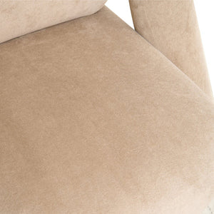 English Elm Lounge Club Chair Armless Velvet Upholstered Accent Seat for Reading Nooks and Home Offices Beige Coffee W2901P517655