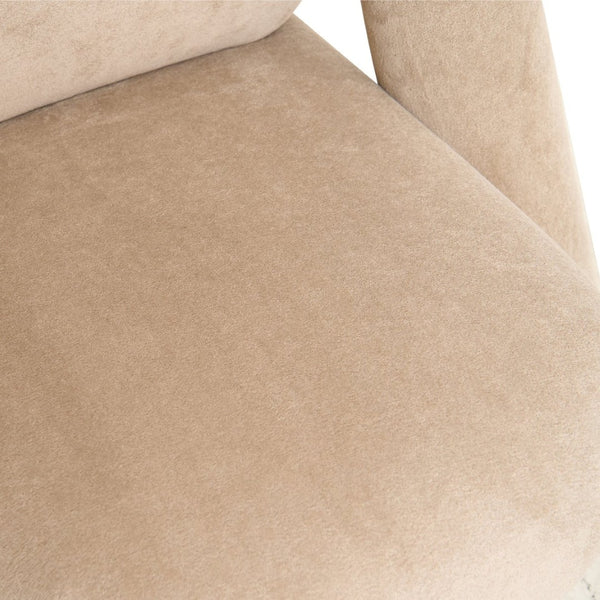 English Elm Lounge Club Chair Armless Velvet Upholstered Accent Seat for Reading Nooks and Home Offices Beige Coffee W2901P517655