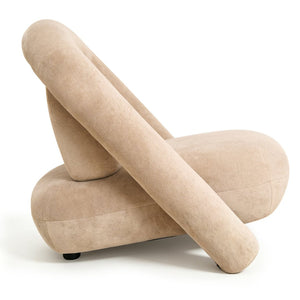 English Elm Lounge Club Chair Armless Velvet Upholstered Accent Seat for Reading Nooks and Home Offices Beige Coffee W2901P517655