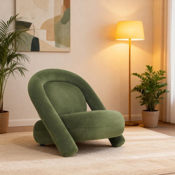 English Elm Lounge Club Chair Armless Velvet Upholstered Accent Seat for Reading Nooks and Home Offices Dark Green W2901P517656