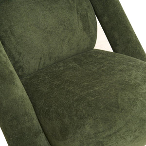 English Elm Lounge Club Chair Armless Velvet Upholstered Accent Seat for Reading Nooks and Home Offices Dark Green W2901P517656